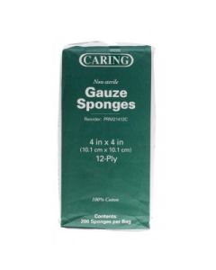 GAUZE, SPONGE, 4" X 4", 12-PLY, NON STERILE